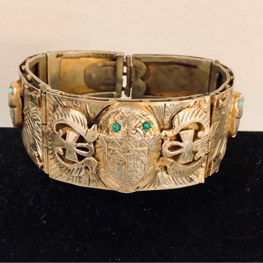 Silver and gold wash scarab bracelet